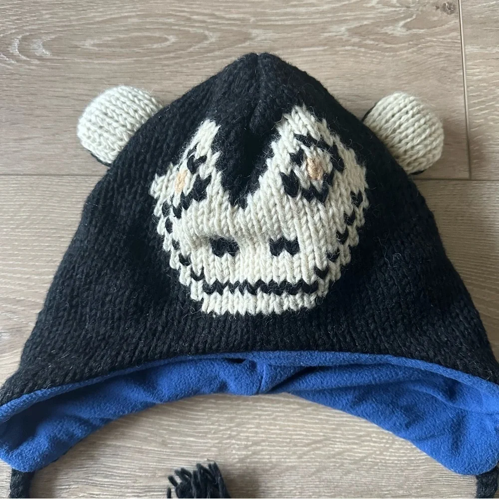 New Hand Knit 100% Wool Monkey Animal Hat Made In Nepal